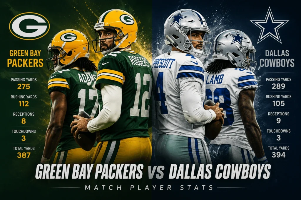 Green Bay Packers vs Dallas Cowboys Match Player Stats