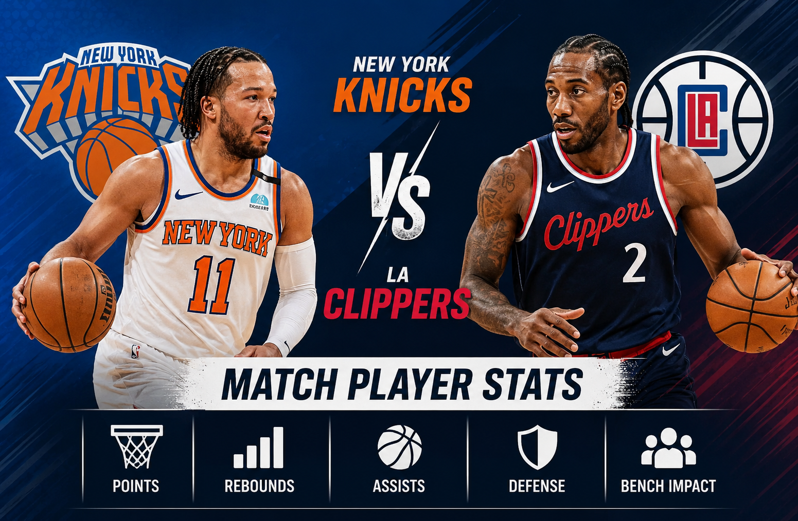 New York Knicks vs LA Clippers Match Player Stats