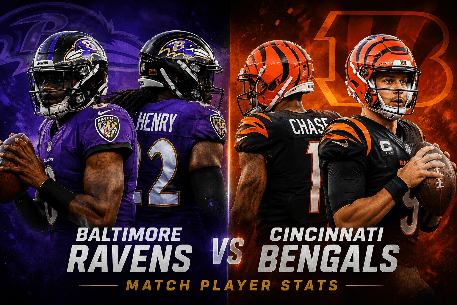 Baltimore Ravens vs Cincinnati Bengals Match Player Stats