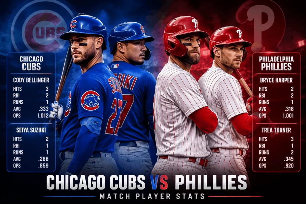 Chicago Cubs vs Phillies Match Player Stats