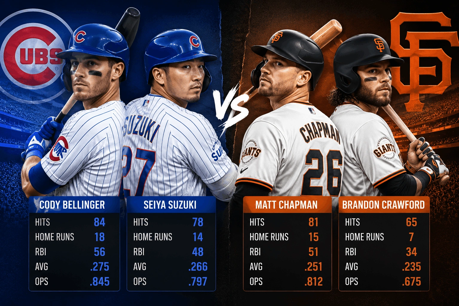 Chicago Cubs vs San Francisco Giants Match Player Stats