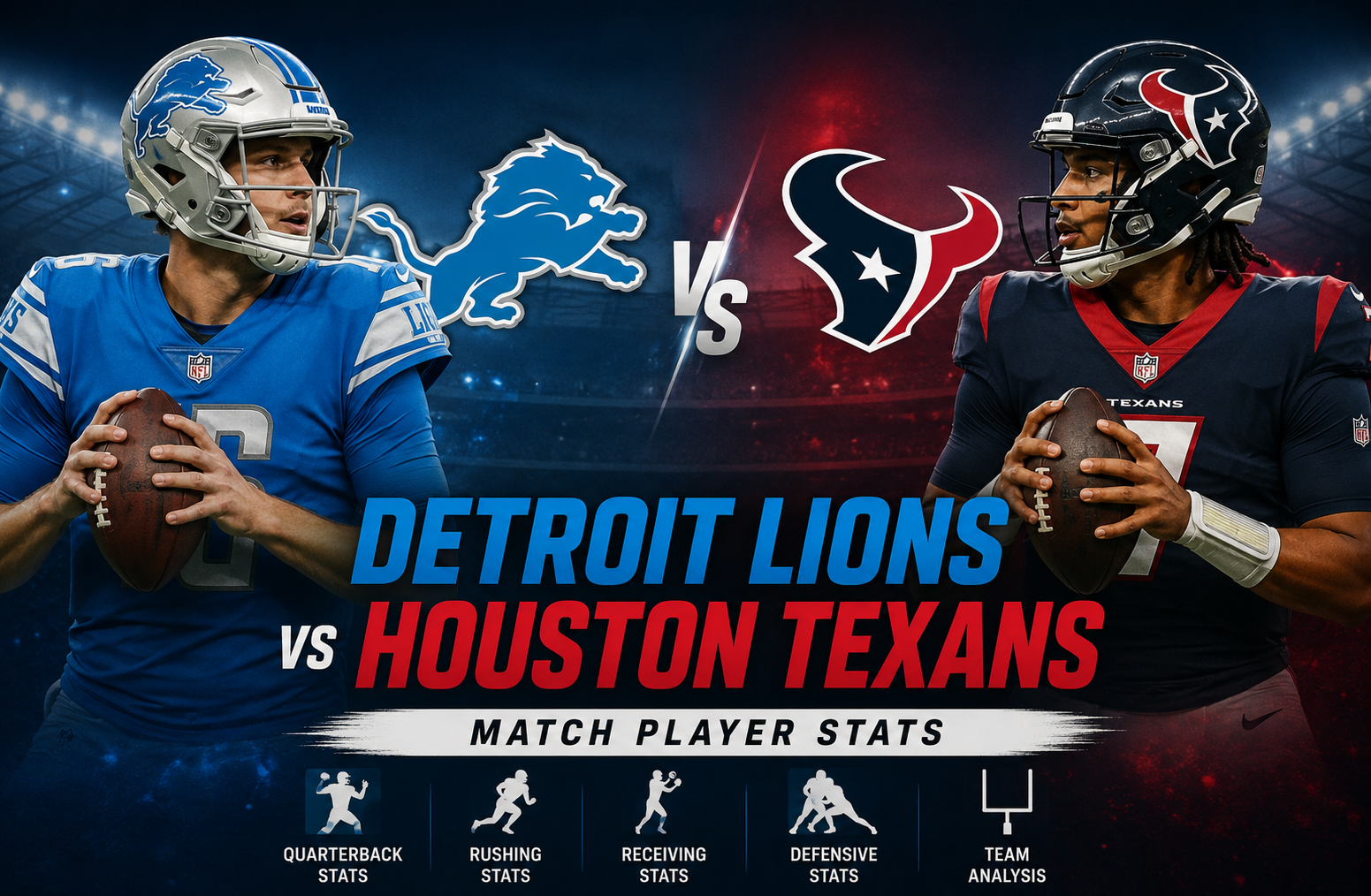 Detroit Lions vs Houston Texans Match Player Stats