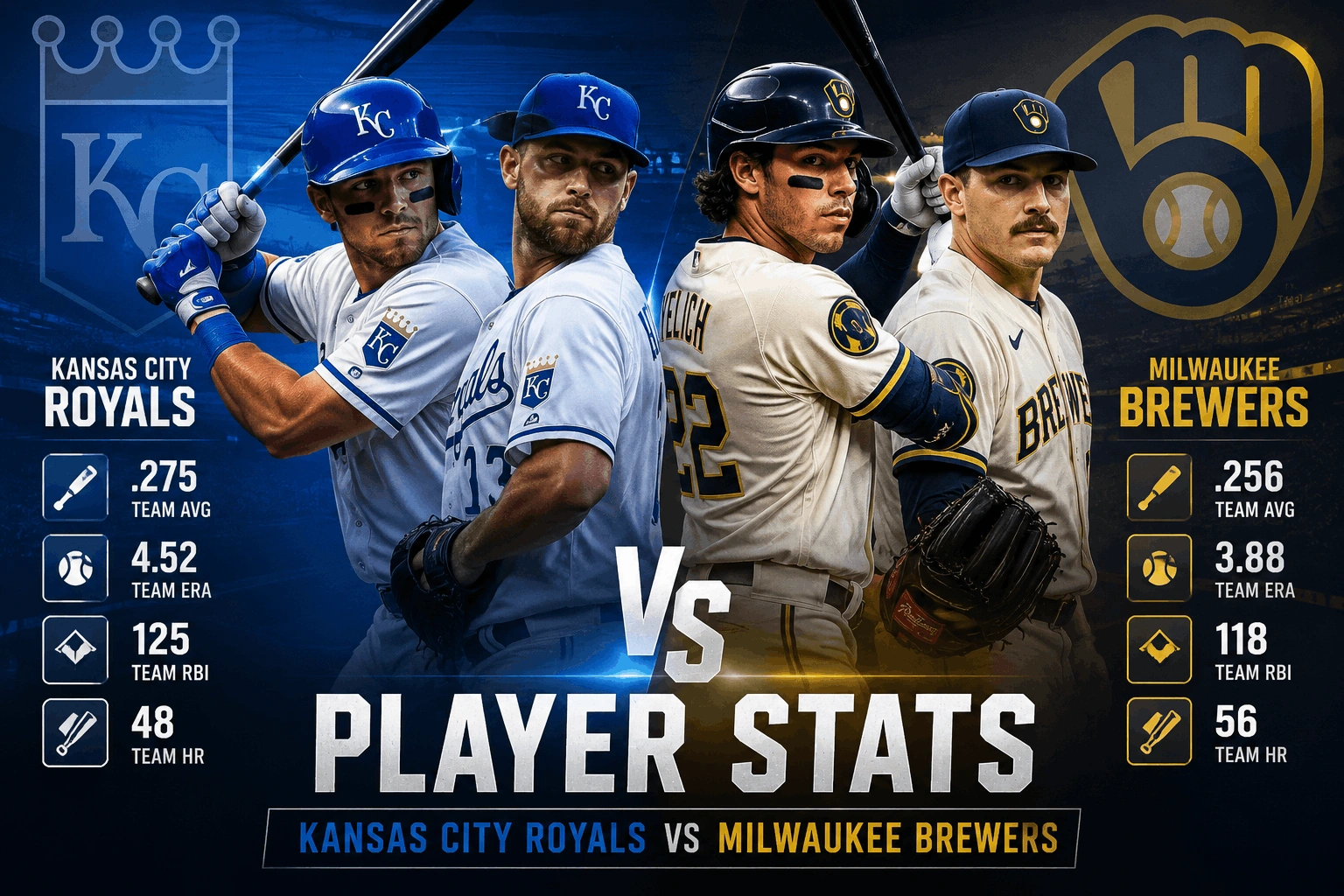 Kansas City Royals Vs Milwaukee Brewers Match Player Stats