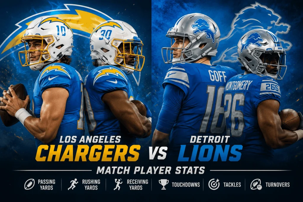 Los Angeles Chargers vs Detroit Lions Match Player Stats