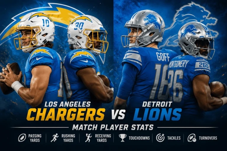 Los Angeles Chargers vs Detroit Lions Match Player Stats