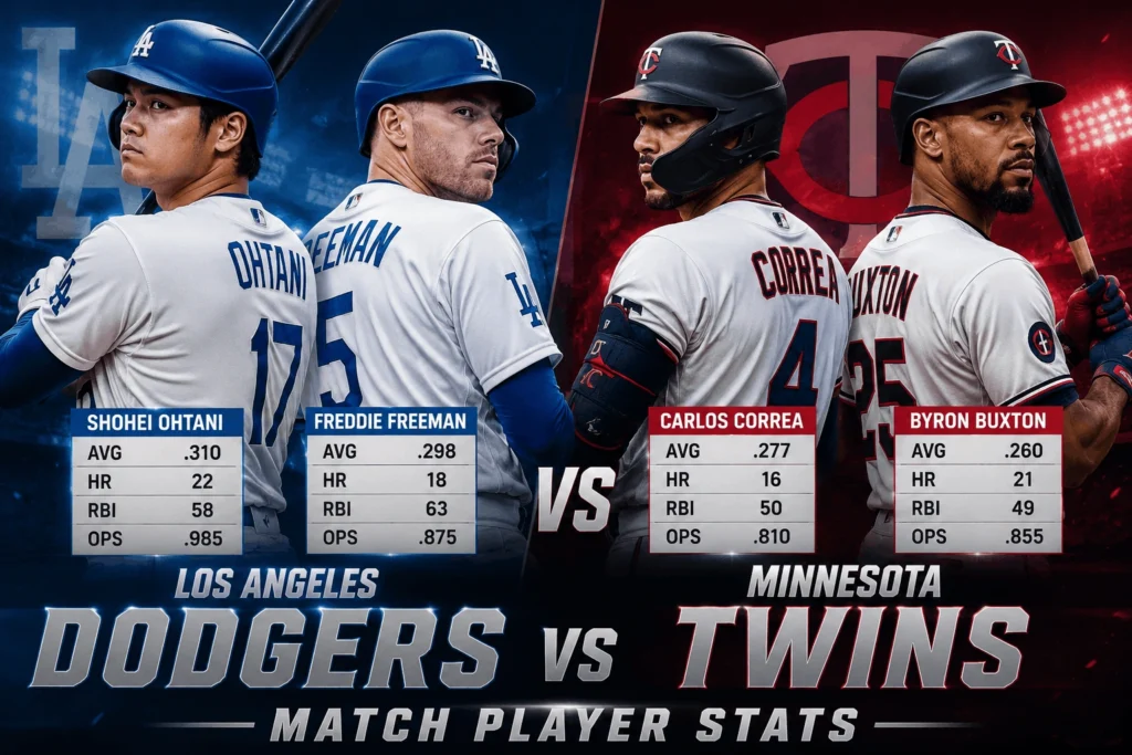 Los Angeles Dodgers vs Minnesota Twins Match Player Stats