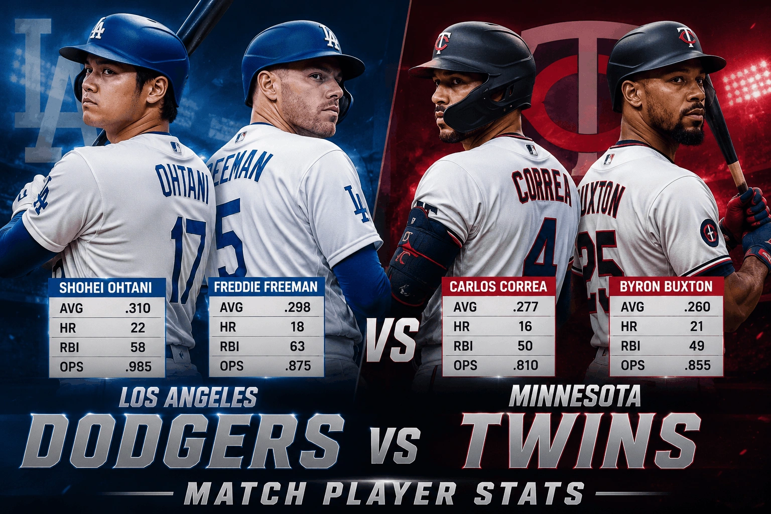Los Angeles Dodgers vs Minnesota Twins Match Player Stats