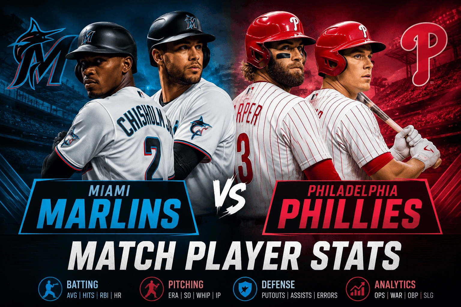 Miami Marlins vs Philadelphia Phillies Match Player Stats