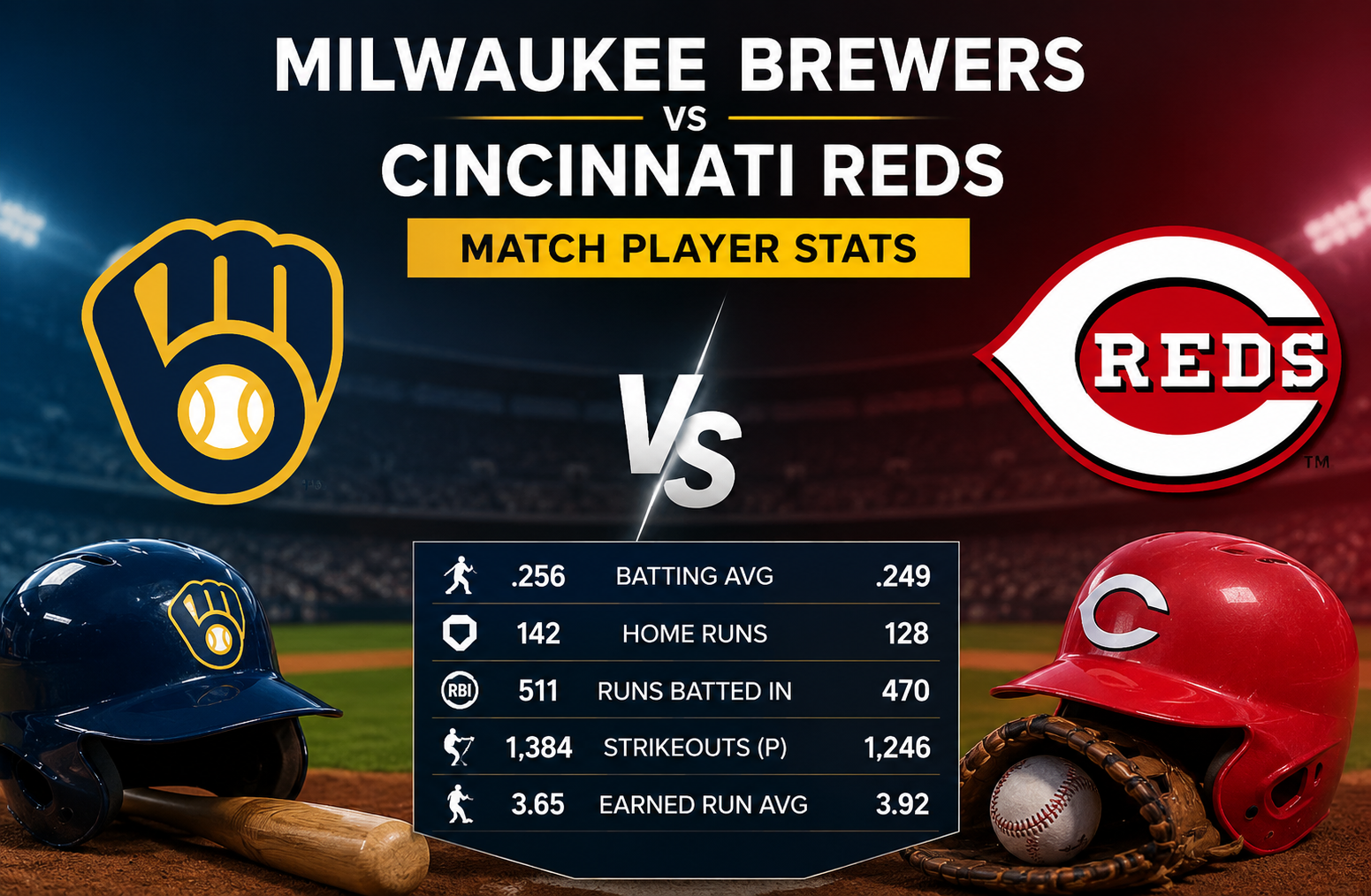 Milwaukee Brewers vs Cincinnati Reds Match Player Stats