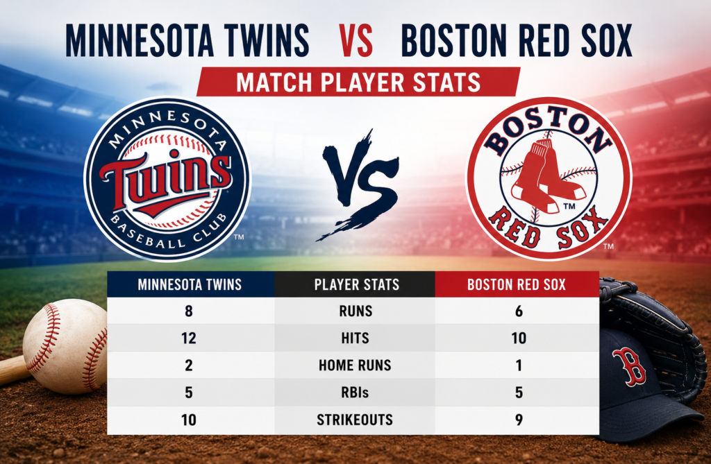 Minnesota Twins Vs Red Sox Match Player Stats