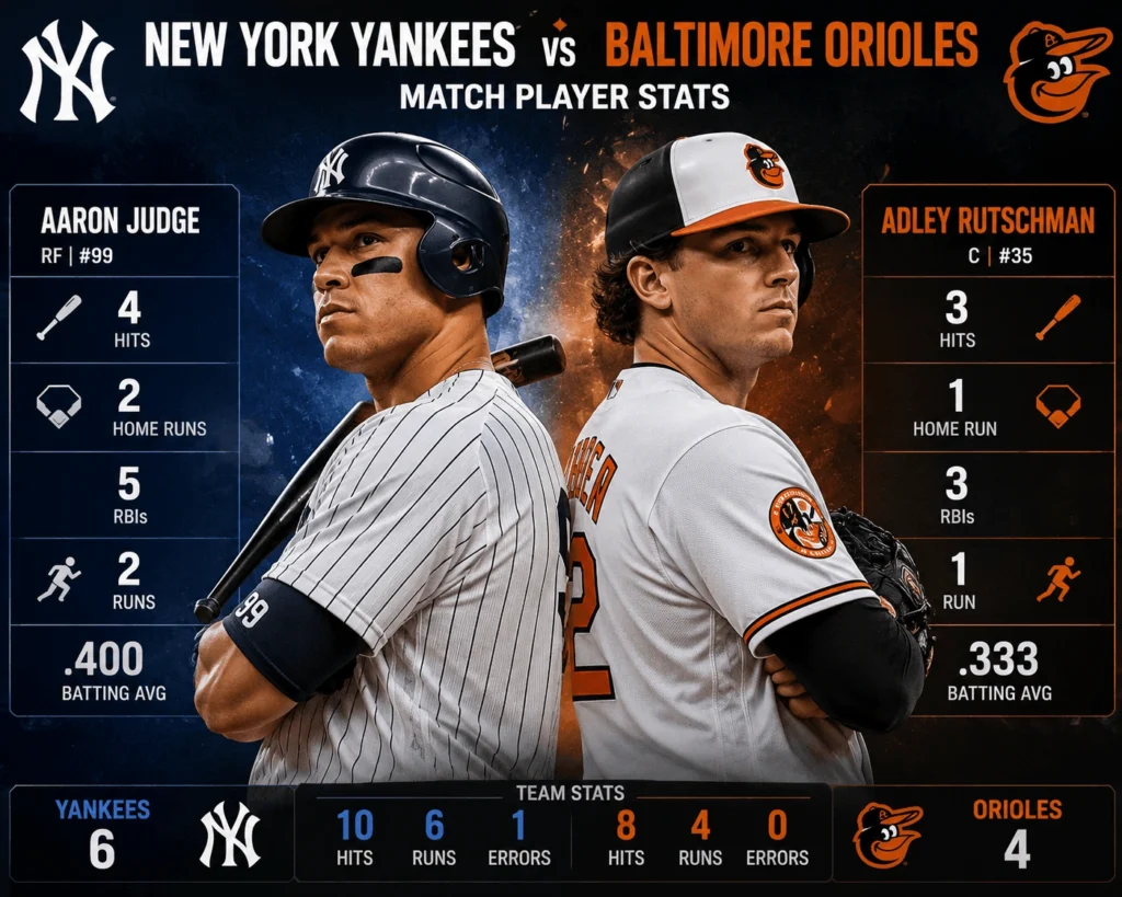 New York Yankees vs Baltimore Orioles Match Player Stats