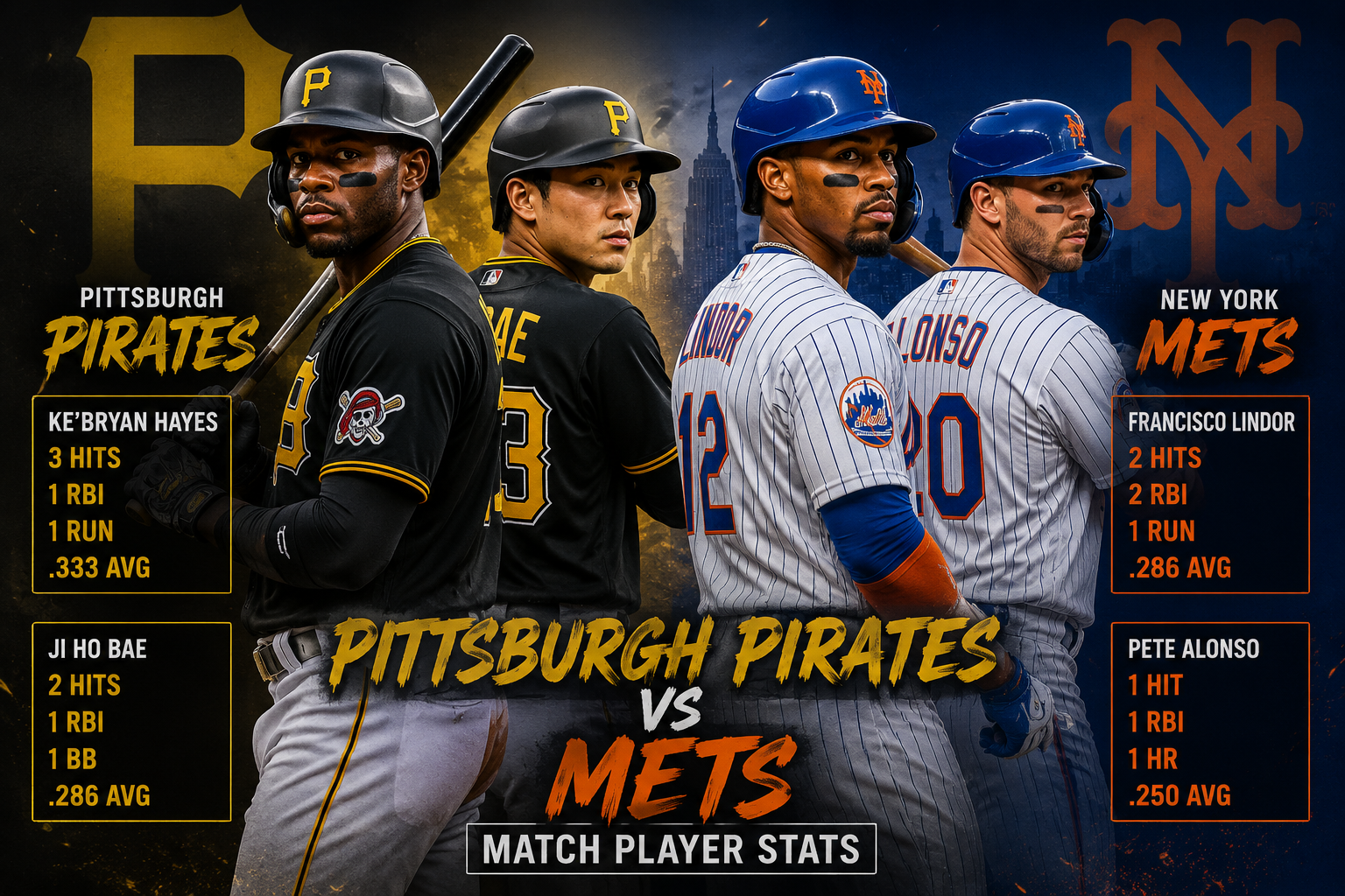 Pittsburgh Pirates Vs Mets Match Player Stats