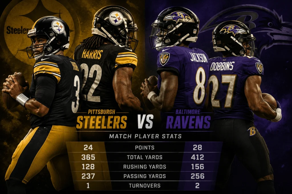 Pittsburgh Steelers vs Baltimore Ravens Match Player Stats