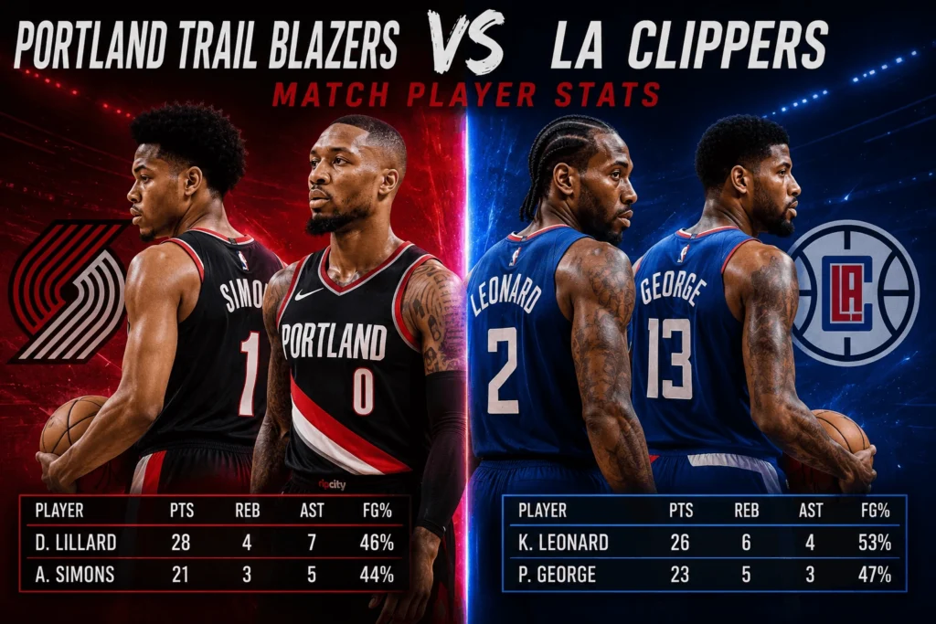 Portland Trail Blazers Vs La Clippers Match Player Stats