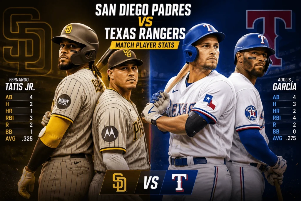 San Diego Padres vs Texas Rangers Match Player Stats
