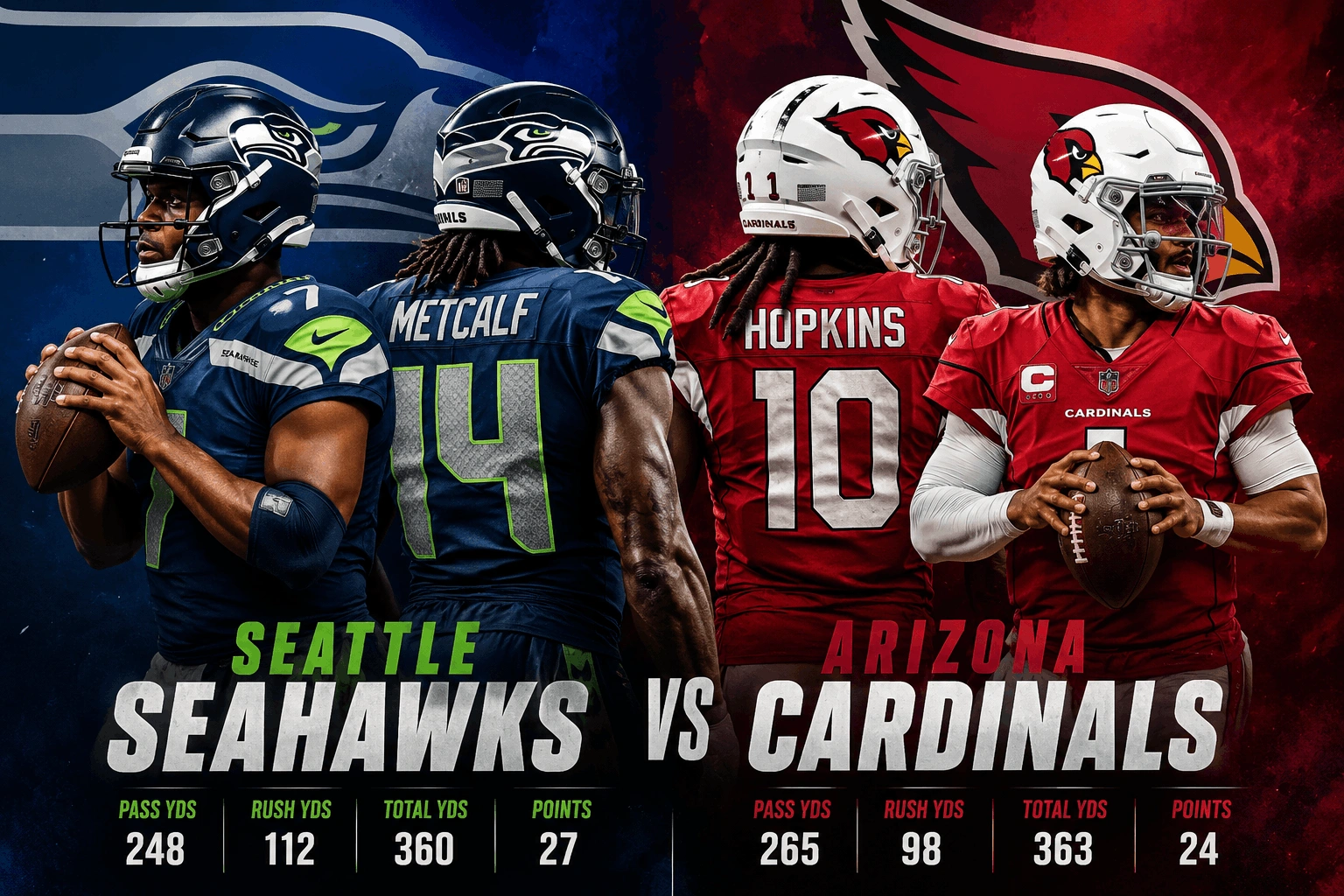 Seattle Seahawks vs Arizona Cardinals Match Player Stats