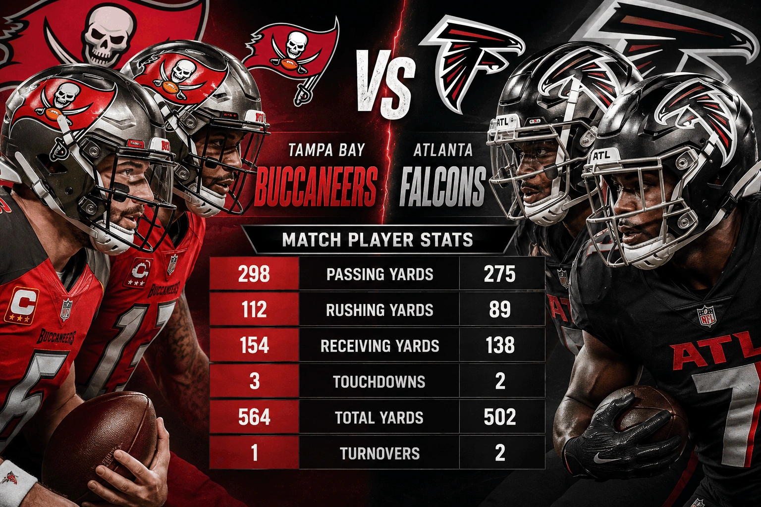 Tampa Bay Buccaneers vs Atlanta Falcons Match Player Stats
