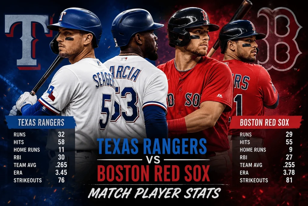 Texas Rangers vs Boston Red Sox Match Player Stats