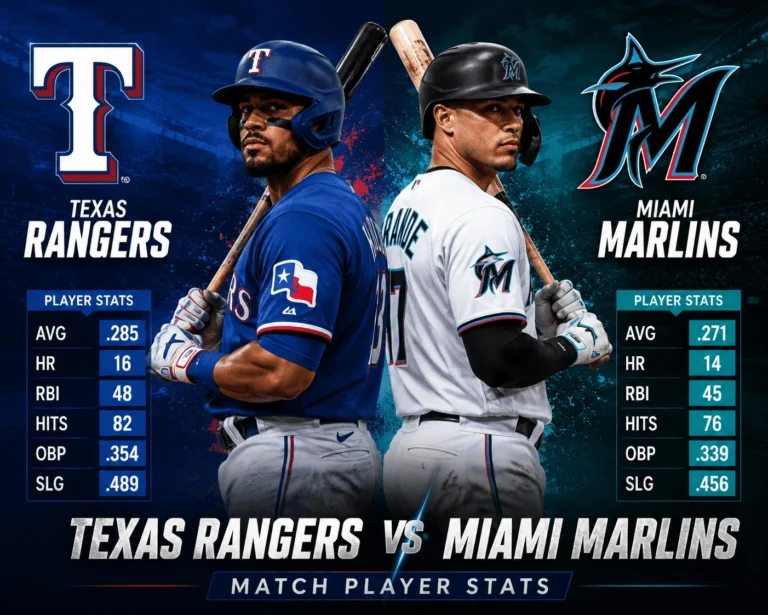Texas Rangers vs Miami Marlins Match Player Stats